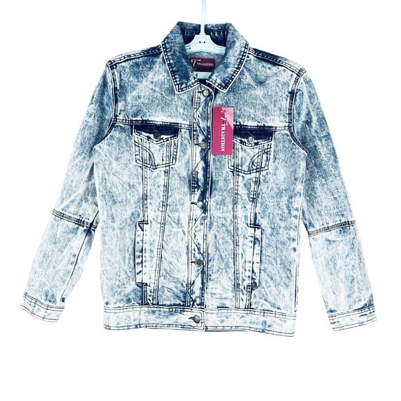NWT TRADITION Women's Blue Acid Wash Midi Denim Jacket Size L (SEE MEASUREMENTS) - Picture 1 of 14